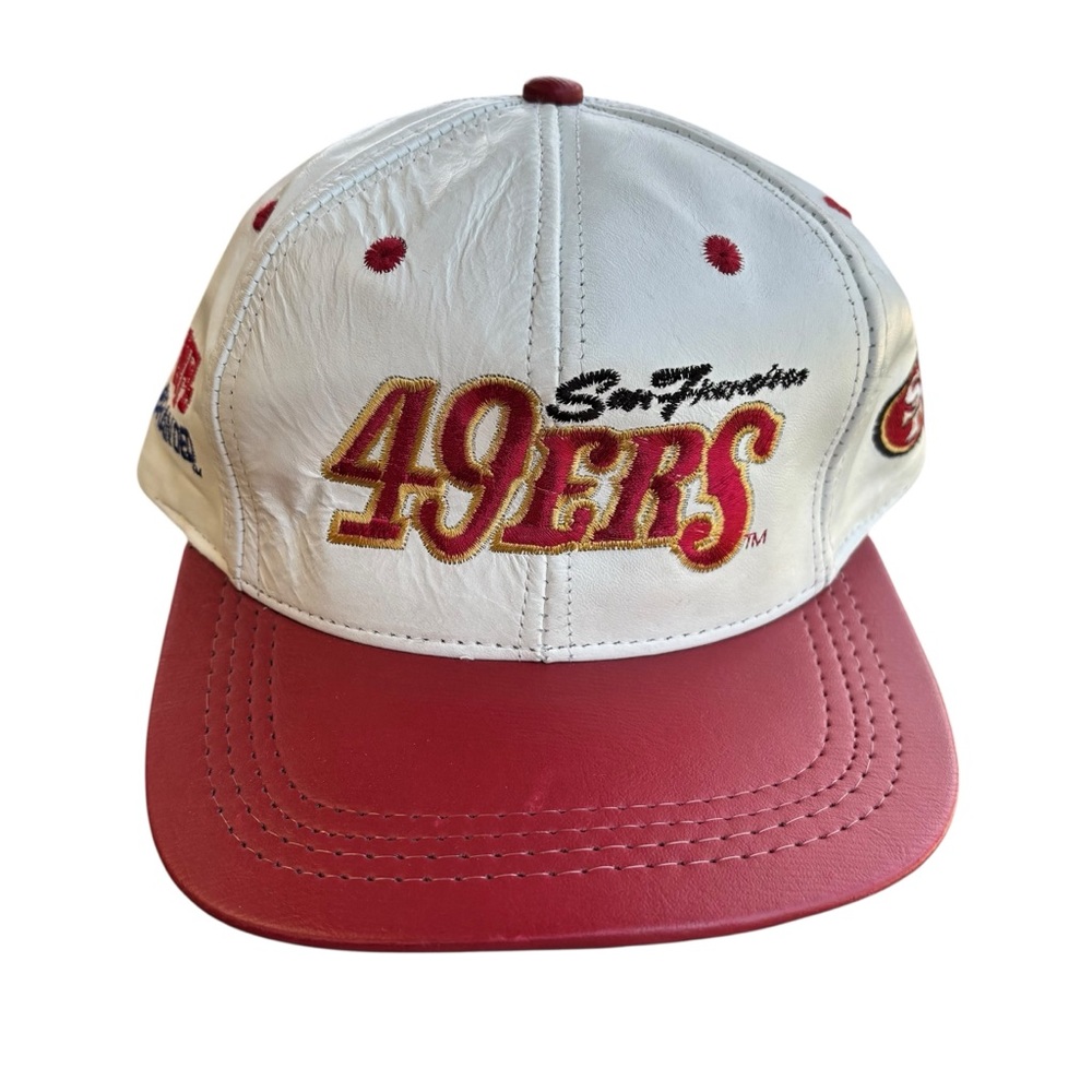 NFL San Francisco 49ers‎ White and Red Hat all leather